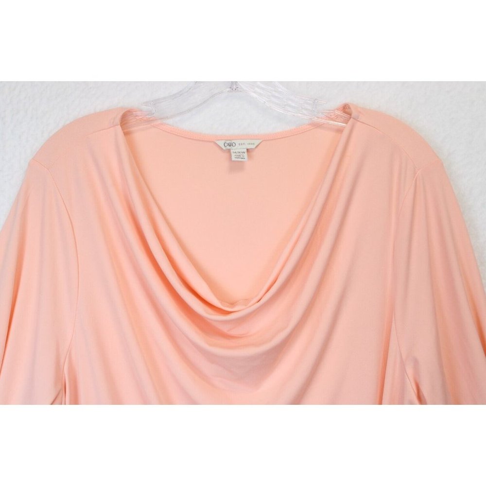 Cato Knit Top Women 14 / 16 Zipper Accent Jewel Neckline Peachy Pink Cottagecore - Picture 11 of 11